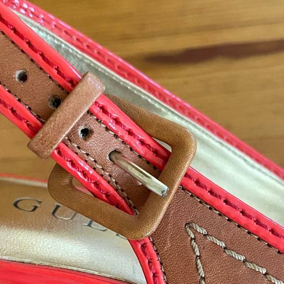 Guess brown and pink coral sandal platform cork pumps. Size 7. - Picture 5 of 8